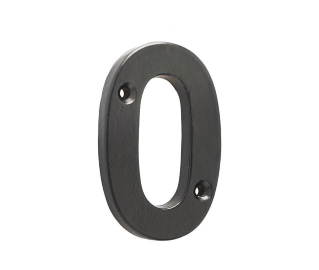 This is an image showing the Frelan - Valley Forge 75mm Numeral 0 - Black available to order from Trade Door Handles in Kendal