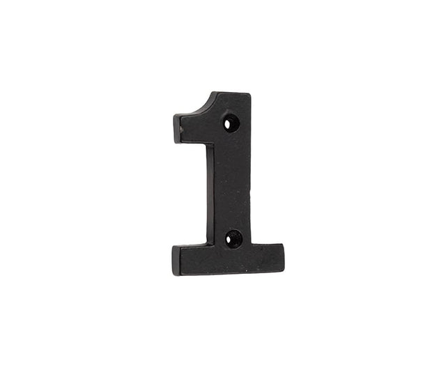 This is an image showing the Frelan - Valley Forge 75mm Numeral 1 - Black available to order from Trade Door Handles in Kendal