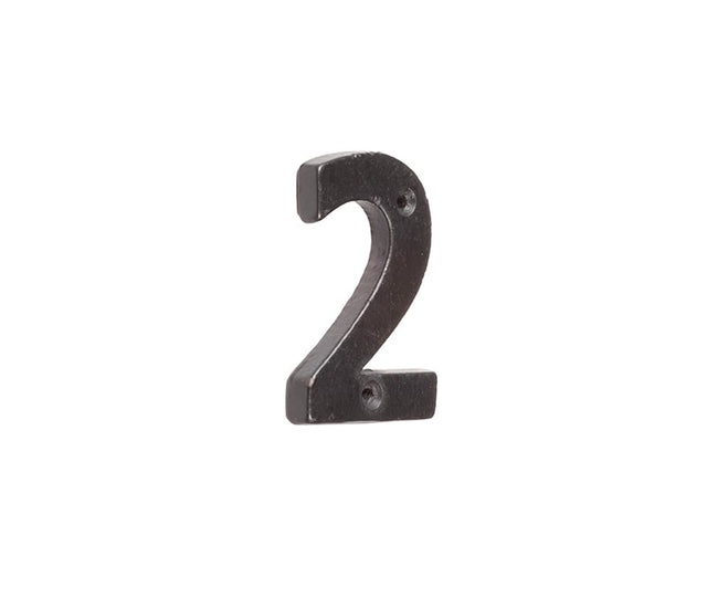 This is an image showing the Frelan - Valley Forge 75mm Numeral 2 - Black available to order from Trade Door Handles in Kendal