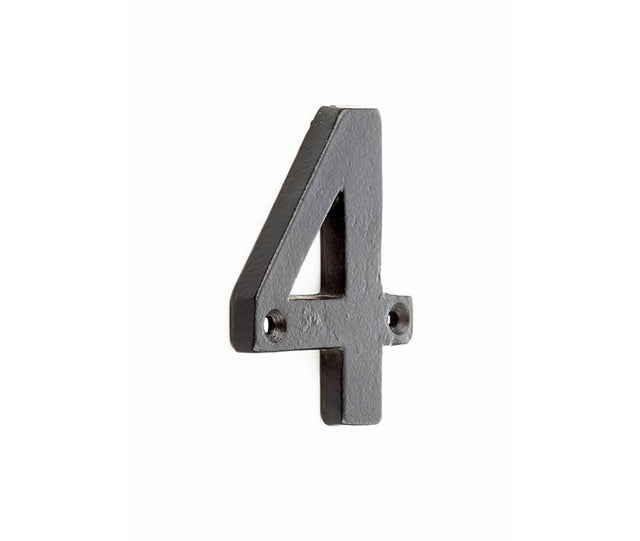 This is an image showing the Frelan - Valley Forge 75mm Numeral 4 - Black available to order from Trade Door Handles in Kendal