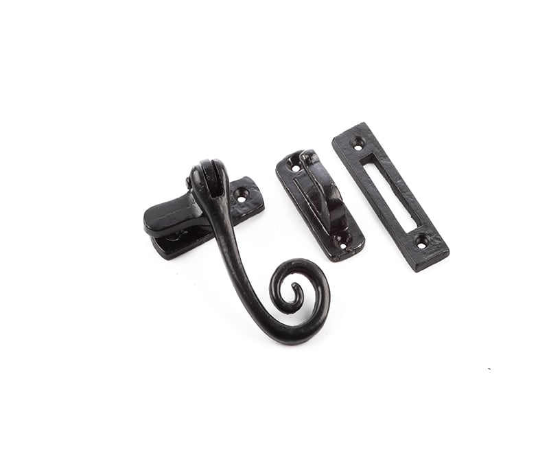 This is an image showing the Frelan - Valley Forge Curly Tail Casement Fastener - Black available to order from Trade Door Handles in Kendal