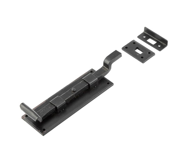 This is an image showing the Frelan - Valley Forge 154mm Necked Bolt - Black available to order from Trade Door Handles in Kendal