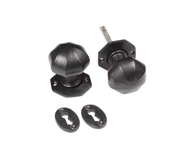 This is an image showing the Frelan - Valley Forge Octagonal Mortice Knobs - Black available to order from Trade Door Handles in Kendal