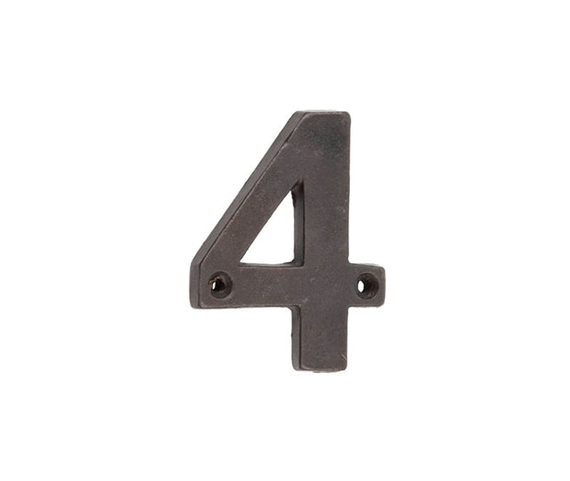 This is an image showing the Frelan - Valley Forge 75mm Numeral 4 - Beeswax available to order from Trade Door Handles in Kendal