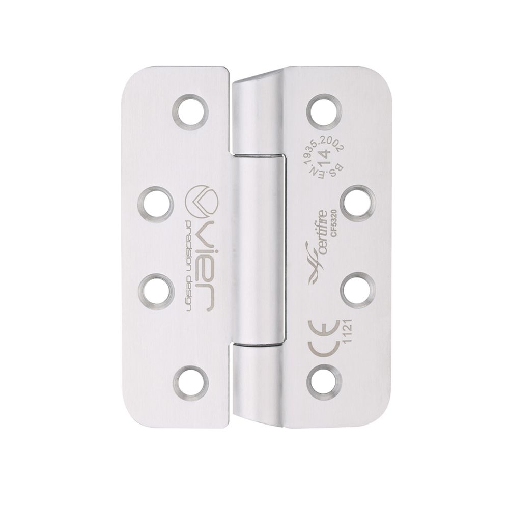 High quality image of the Vier - Grade 14 Concealed Bearing Hinge Radius - Grade 201 - 102 x 76 x 3mm - Hospital Tip - Satin Stainless Steel | Sku. vhc243htrs | available to order from Trade Door Handles.