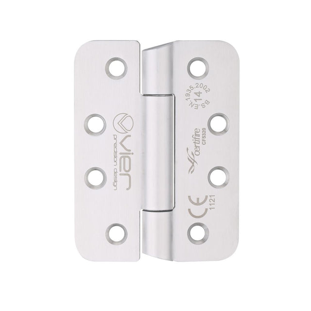High quality image of the Vier - Grade 14 Concealed Bearing Hinge Radius - Grade 201 - 102 x 76 x 3mm - Hospital Tip - Satin Stainless Steel | Sku. vhc243htrs | available to order from Trade Door Handles.