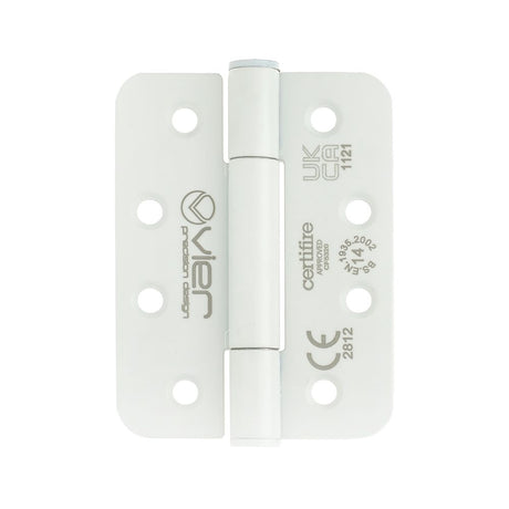 High quality image of the Vier - Grade 14 Concealed Bearing Hinge Radius - 102 x 76 x 3mm - Powder Coated White | Sku. vhc243r-pcw | available to order from Trade Door Handles.