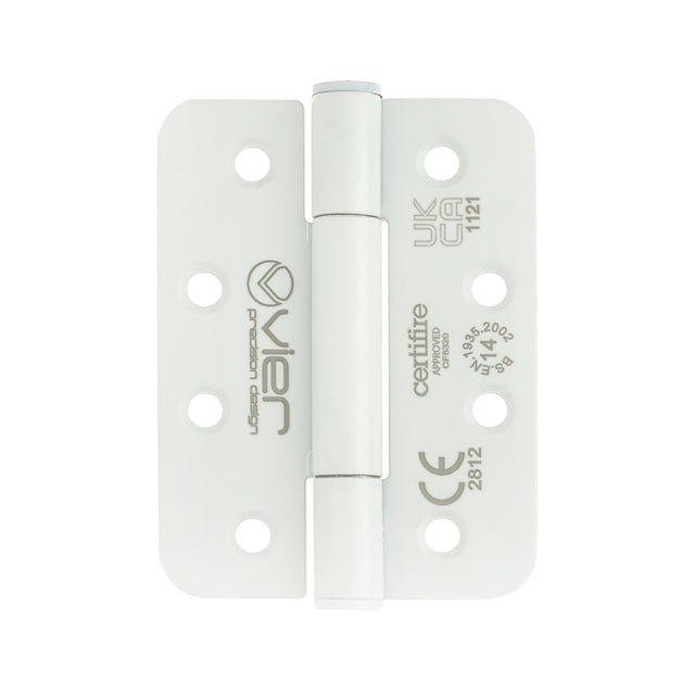 High quality image of the Vier - Grade 14 Concealed Bearing Hinge Radius - 102 x 76 x 3mm - Powder Coated White | Sku. vhc243r-pcw | available to order from Trade Door Handles.