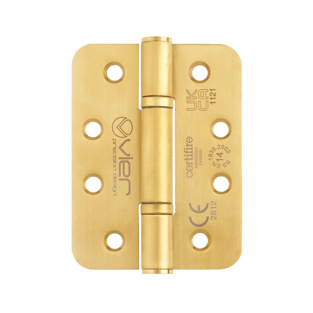 High quality image of the Vier - Grade 14 Low Maintenance Hinge Radius - 102 x 76 x 3.4mm - PVD Satin Brass | Sku. vhp-243r-pvdsb | available to order from Trade Door Handles.