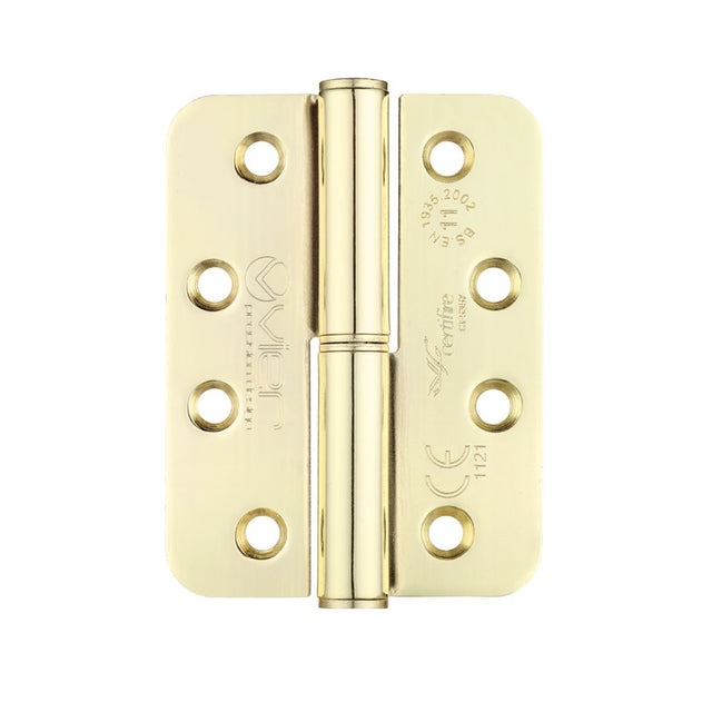 High quality image of the Vier - Grade 11 Lift Off Hinge Steel - Radius - Brass - 102 x 76 x 3mm - Left Hand - Electro Brass | Sku. vslhl43reb | available to order from Trade Door Handles.