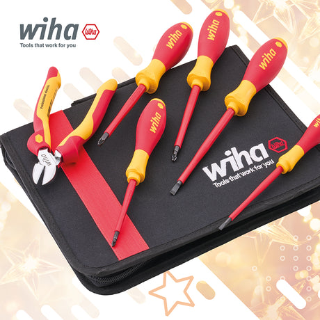 Wiha Electrician's VDE Screwdriver & Side Cutter Set in Zip Wallet