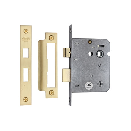 High quality image of York - Bathroom Lock 3" Satin Brass finish | Sku. ykbl3n-sb | available to order from Trade Door Handles in Kendal.