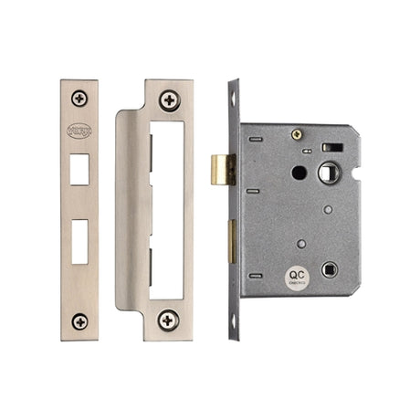 High quality image of York - Bathroom Lock 3" Satin Nickel & Satin Chrome finish | Sku. ykbl3n-sn-sc | available to order from Trade Door Handles in Kendal.