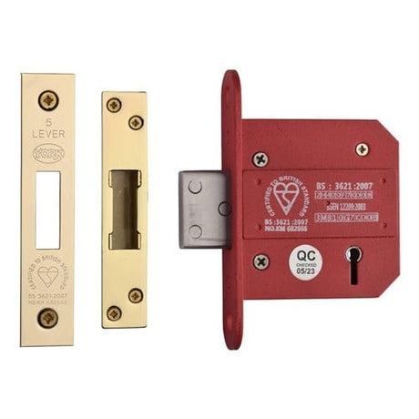 York Security Locks & Latches Polished Brass / 5 Lever Deadlocks / 3" / 76mm York - British Standard 5 Lever Deadlock 3" Polished Brass Finish