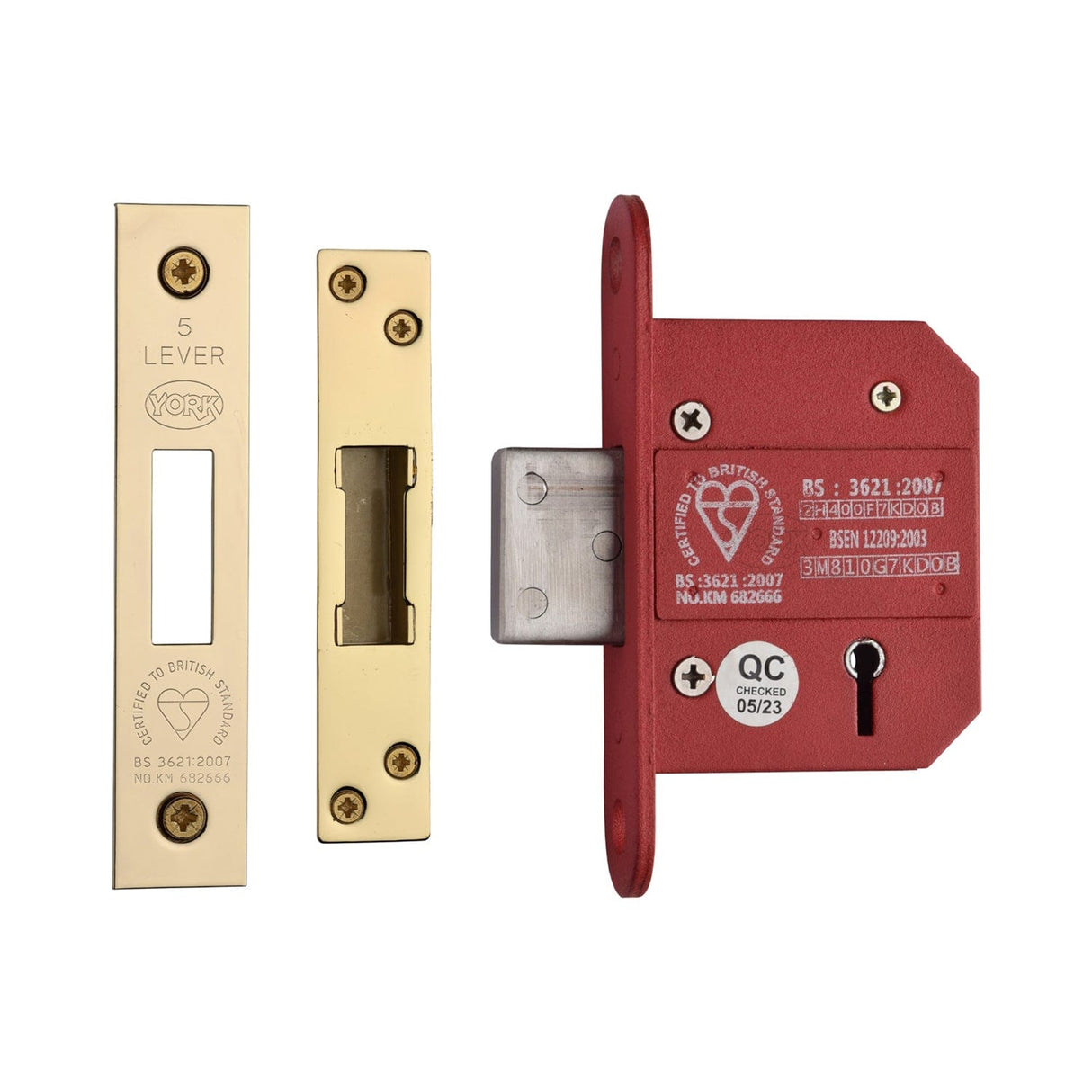 York Security Locks & Latches Polished Brass / 5 Lever Deadlocks / 2.5" / 65mm York Security - British Standard 5 Lever Deadlock 2 1/2" - Polished Brass