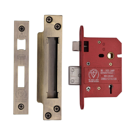 York Security Locks & Latches Antique Brass / 5 Lever Sashlocks / 3" / 76mm York Security - British Standard 5 Lever Sashlock 3" - Antique Brass