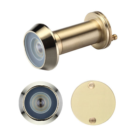 High quality image of the Zoo Hardware - Door Viewer with Glass Lens - 14mm dia - 180 deg. Angle of Vision - Suitable for 35-61mm Doors - Polished Brass Finish | Sku. zab30 | available to order from Trade Door Handles.