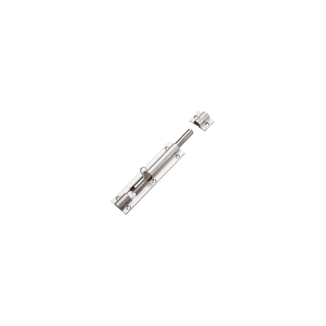High quality image of the Zoo Hardware - Barrel Bolt 150mm x 40mm including Keeps and Screws - Stain Stainless Steel | Sku. zas01ass | available to order from Trade Door Handles.