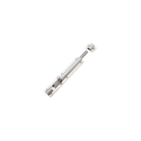 High quality image of the Zoo Hardware - Barrel Bolt 200mm x 40mm including Keeps and Screws - Stain Stainless Steel | Sku. zas01bss | available to order from Trade Door Handles.