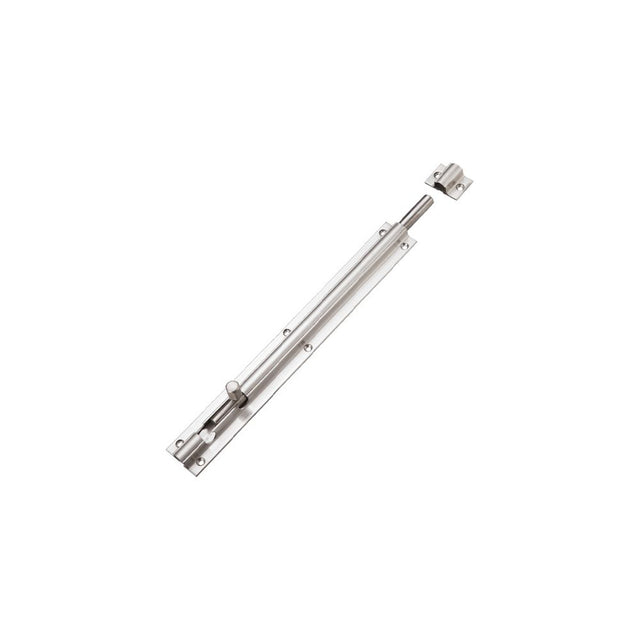 High quality image of the Zoo Hardware - Barrel Bolt 300mm x 40mm including Keeps and Screws - Stain Stainless Steel | Sku. zas01css | available to order from Trade Door Handles.