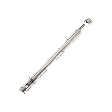 High quality image of the Zoo Hardware - Barrel Bolt 450mm x 40mm including Keeps and Screws - Stain Stainless Steel | Sku. zas01dss | available to order from Trade Door Handles.