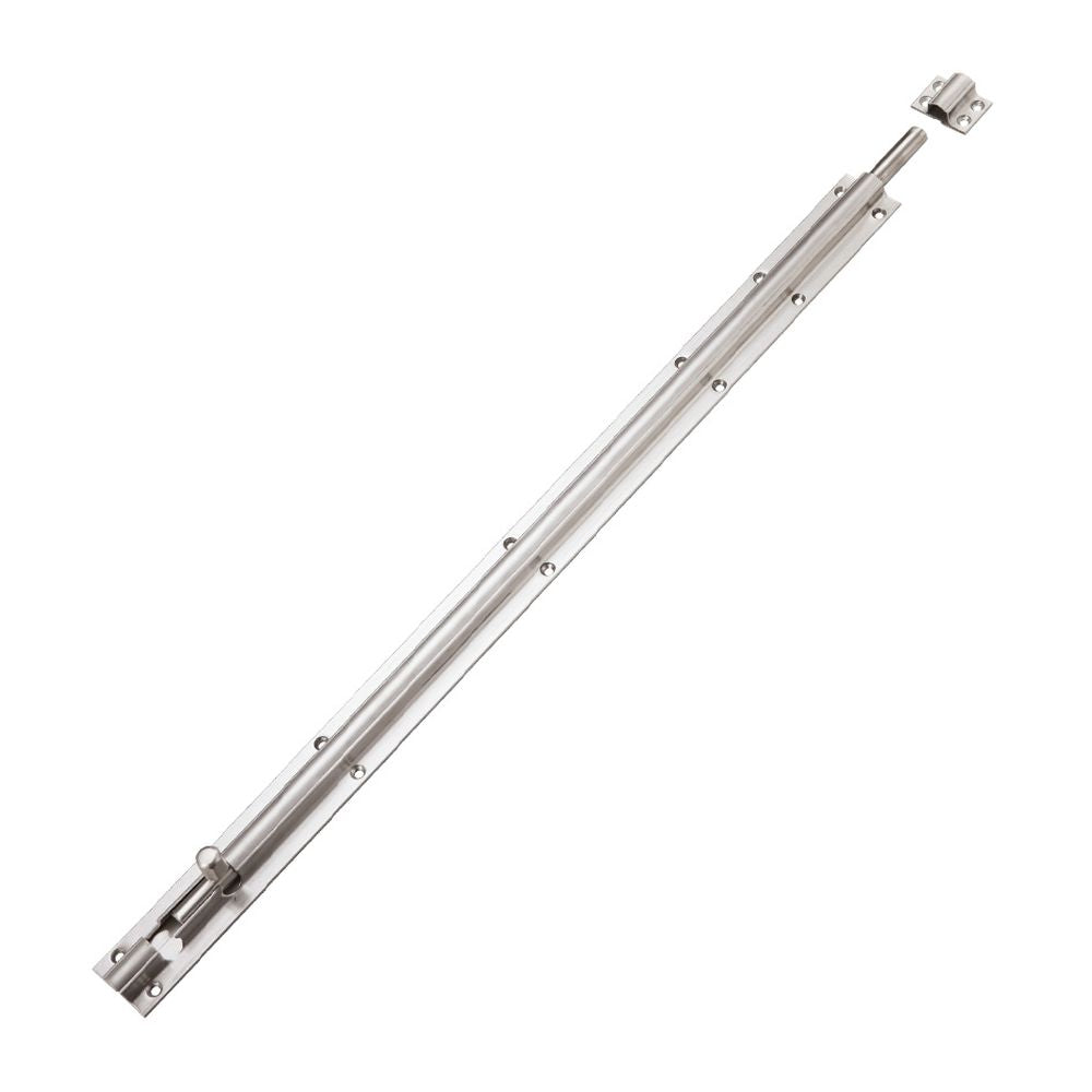 High quality image of the Zoo Hardware - Barrel Bolt 600mm x 40mm including Keeps and Screws - Stain Stainless Steel | Sku. zas01ess | available to order from Trade Door Handles.
