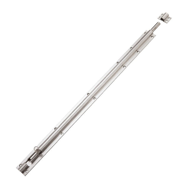 High quality image of the Zoo Hardware - Barrel Bolt 600mm x 40mm including Keeps and Screws - Stain Stainless Steel | Sku. zas01ess | available to order from Trade Door Handles.