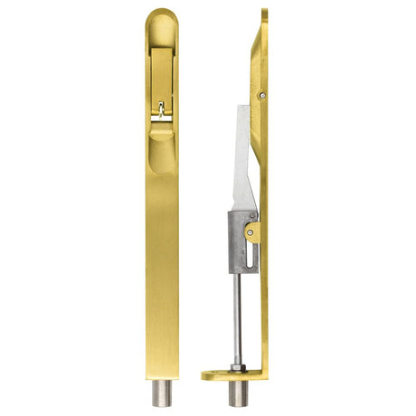 High quality image of the Zoo Hardware - Lever Action Flush Bolt - Radius 20 x 200mm - PVD Satin Brass | Sku. zas03r-pvdsb | available to order from Trade Door Handles.