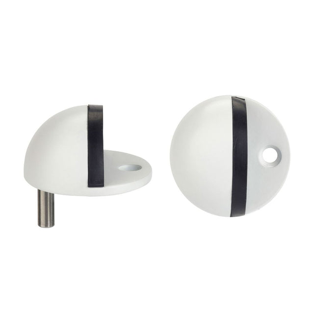 High quality image of the Zoo Hardware - Door Stop Floor Mounted - Oval - Powder Coated Matt White | Sku. zas06b-pcw | available to order from Trade Door Handles.