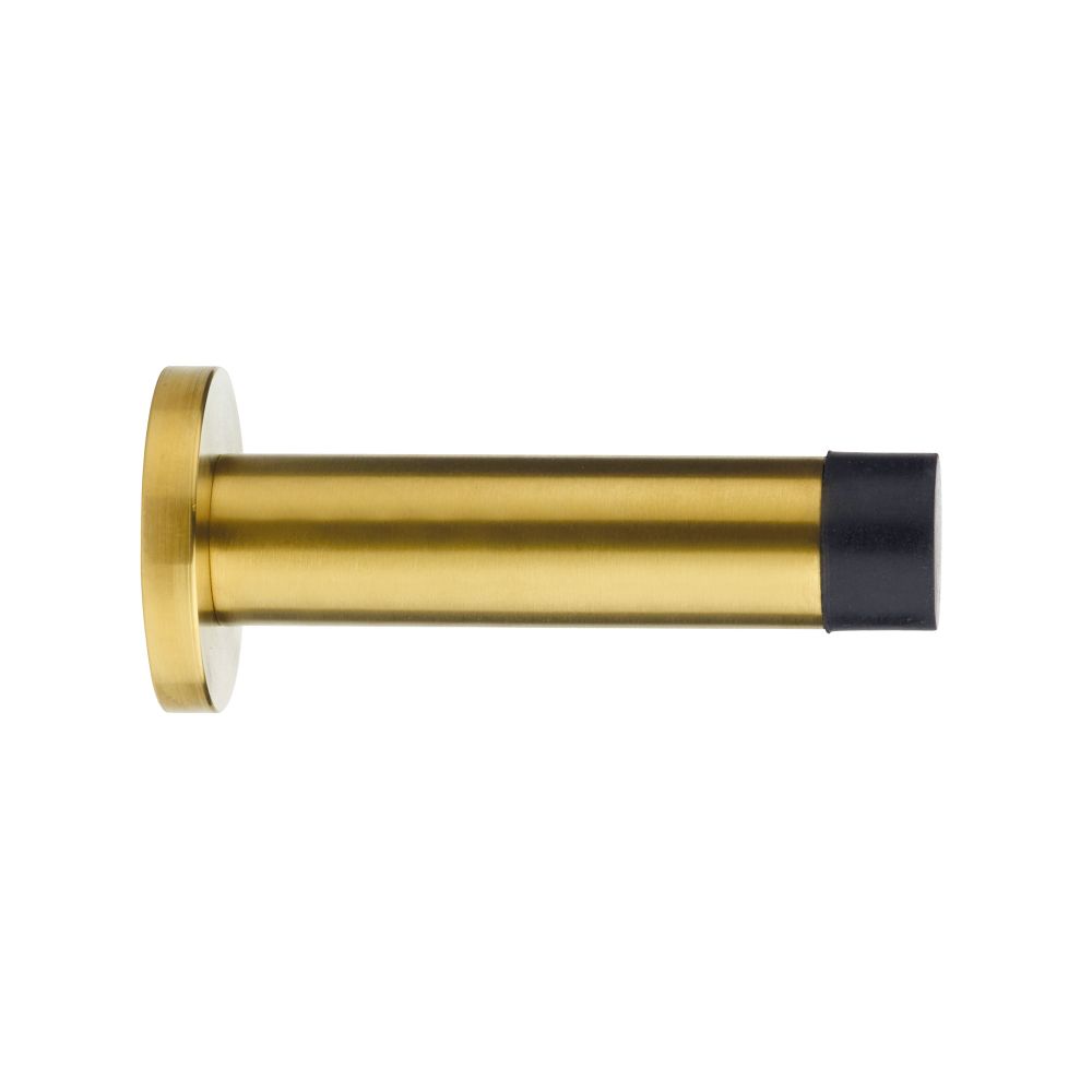 High quality image of the Zoo Hardware - Door Stop - Cylinder - 70mm Projection With Rose - PVD Satin Brass | Sku. zas07-pvdsb | available to order from Trade Door Handles.