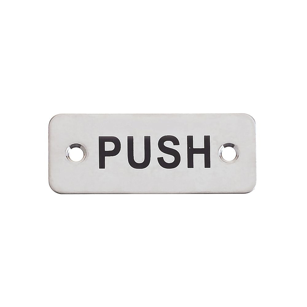 High quality image of the Zoo Hardware - Rectangular Push Sign - 75 x 30mm - Stain Stainless Steel | Sku. zas33ss | available to order from Trade Door Handles.