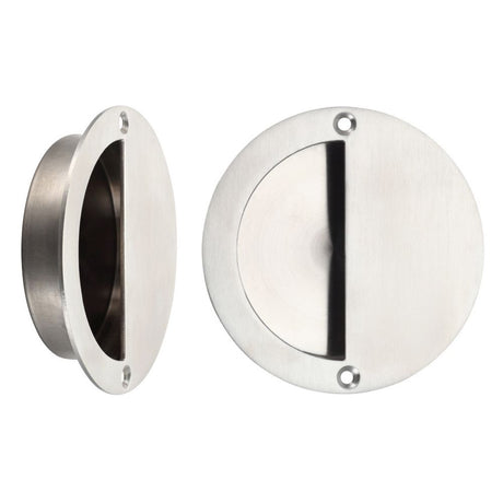 High quality image of the Zoo Hardware - Half Moon Flush Pull 90mm dia - Stain Stainless Steel | Sku. zas41ss | available to order from Trade Door Handles.