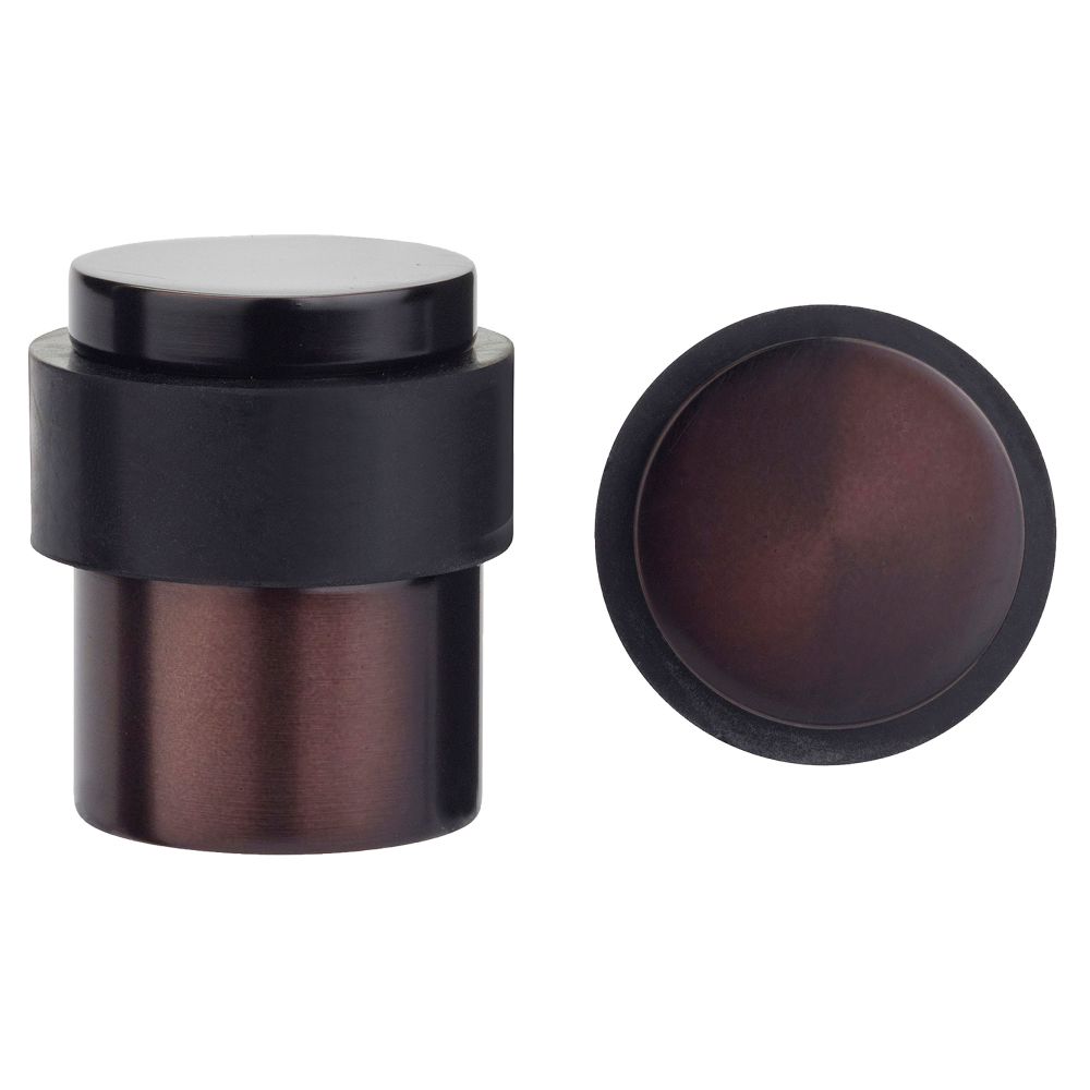 High quality image of the Zoo Hardware - Door Stop Floor Mounted - Round Collar - Flat Top - PVD Etna Bronze | Sku. zas85-etb | available to order from Trade Door Handles.