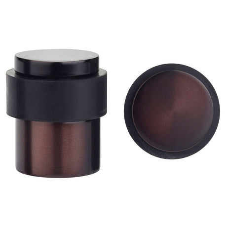High quality image of the Zoo Hardware - Door Stop Floor Mounted - Round Collar - Flat Top - PVD Etna Bronze | Sku. zas85-etb | available to order from Trade Door Handles.