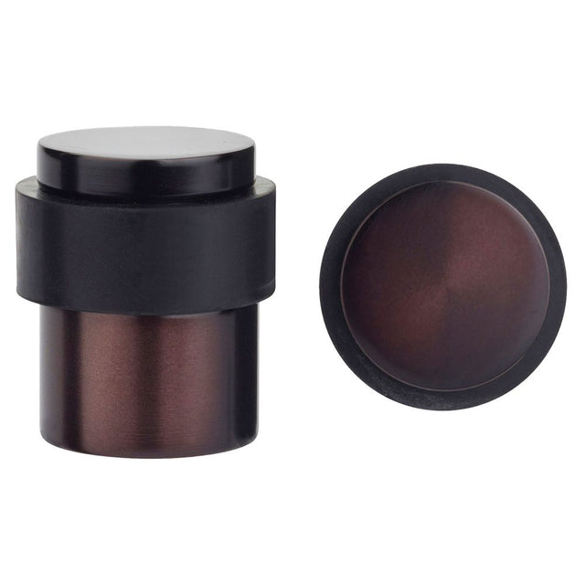 High quality image of the Zoo Hardware - Door Stop Floor Mounted - Round Collar - Flat Top - PVD Etna Bronze | Sku. zas85-etb | available to order from Trade Door Handles.
