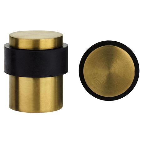 High quality image of the Zoo Hardware - Door Stop Floor Mounted - Round Collar - Flat Top - Favo Satin Brass | Sku. zas85-fsb | available to order from Trade Door Handles.