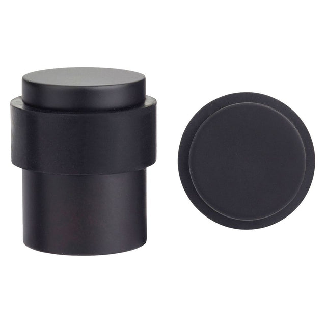 High quality image of the Zoo Hardware - Door Stop Floor Mounted - Round Collar - Flat Top - Powder Coated Black | Sku. zas85-pcb | available to order from Trade Door Handles.