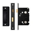 High quality image of the Zoo Hardware - Mortice Bathroom Lock, 64mm - 57mm Centres, Square, Powder Coated Black Finish | Sku. zbc64pcb | available to order from Trade Door Handles.