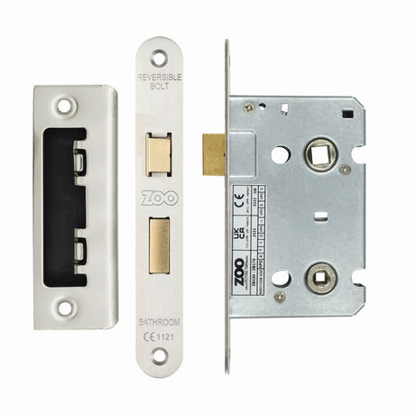High quality image of the Zoo Hardware - Mortice Bathroom Lock, 64mm - 57mm Centres, Radius, - Stain Stainless Steel | Sku. zbc64rss | available to order from Trade Door Handles.