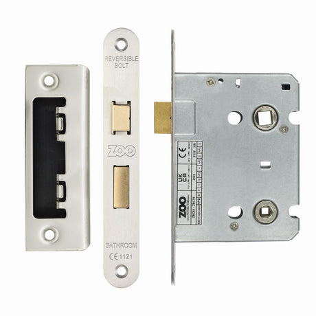 High quality image of the Zoo Hardware - Mortice Bathroom Lock, 76mm - 57mm Centres, Radius, - Stain Stainless Steel | Sku. zbc76rss | available to order from Trade Door Handles.