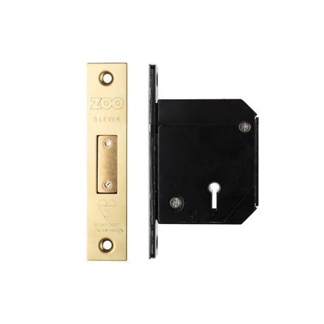 High quality image of the Zoo Hardware - British Standard 5 Lever Deadlock - 67mm c/w Esc - Chubb Retro Fit 3G114 - PVD Brass | Sku. zbscd67pvd | available to order from Trade Door Handles.