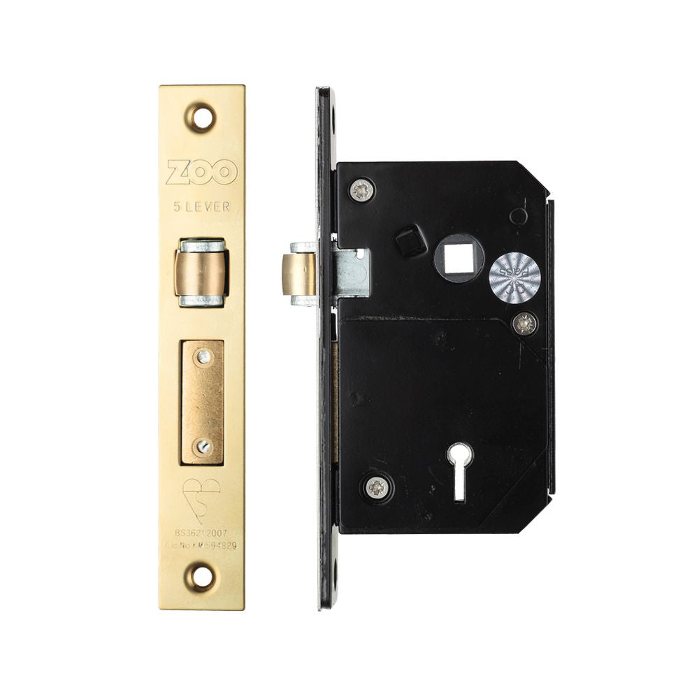 High quality image of the Zoo Hardware - British Standard 5 Lever Roller Sashlock - 67mm - Chubb Retro Fit 3K74 - PVD Brass | Sku. zbscs67pvd | available to order from Trade Door Handles.