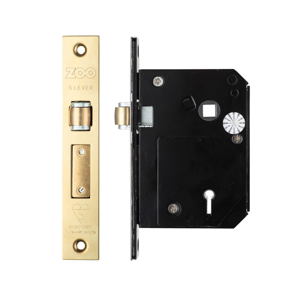 High quality image of the Zoo Hardware - British Standard 5 Lever Roller Sashlock - 80mm - Chubb Retro Fit 3K74 - PVD Brass | Sku. zbscs80pvd | available to order from Trade Door Handles.