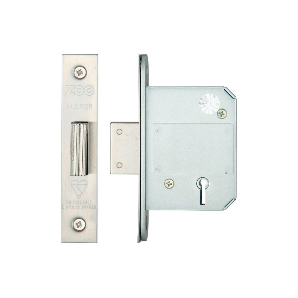High quality image of the Zoo Hardware - British Standard 5 Lever Deadlock - 64mm - Stain Stainless Steel | Sku. zbsd64ss | available to order from Trade Door Handles.