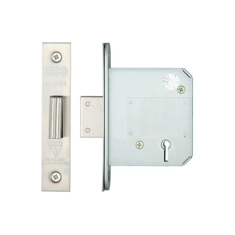 High quality image of the Zoo Hardware - British Standard 5 Lever Deadlock - 76mm - Stain Stainless Steel | Sku. zbsd76ss | available to order from Trade Door Handles.
