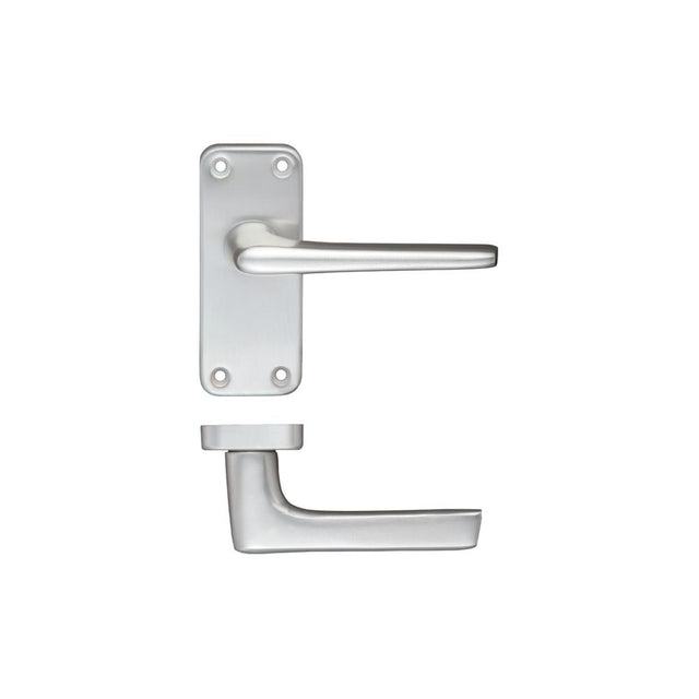 High quality image of the Zoo Hardware - Contract Aluminium Lever on Latch Backplate | Sku. zca22sa | available to order from Trade Door Handles.