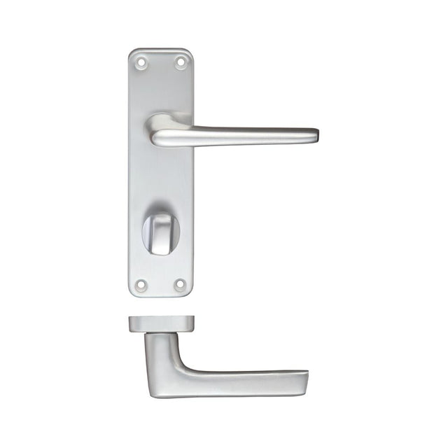 High quality image of the Zoo Hardware - Contract Aluminium Lever on Privacy Backplate | Sku. zca23sa | available to order from Trade Door Handles.