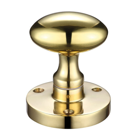 High quality image of the Zoo Hardware - Zoo Oval Mortice Knob 60.5mm rose dia - Polished Brass | Sku. zcb34 | available to order from Trade Door Handles.
