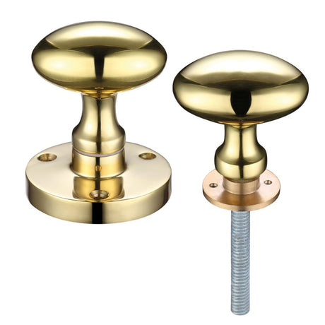 High quality image of the Zoo Hardware - Zoo Oval Rim Knob 60.5mm rose dia - Polished Brass | Sku. zcb34r | available to order from Trade Door Handles.