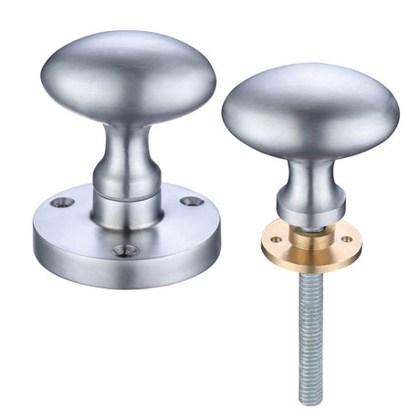 High quality image of the Zoo Hardware - Zoo Oval Rim Knob 60.5mm rose dia - Satin Chrome | Sku. zcb34rsc | available to order from Trade Door Handles.